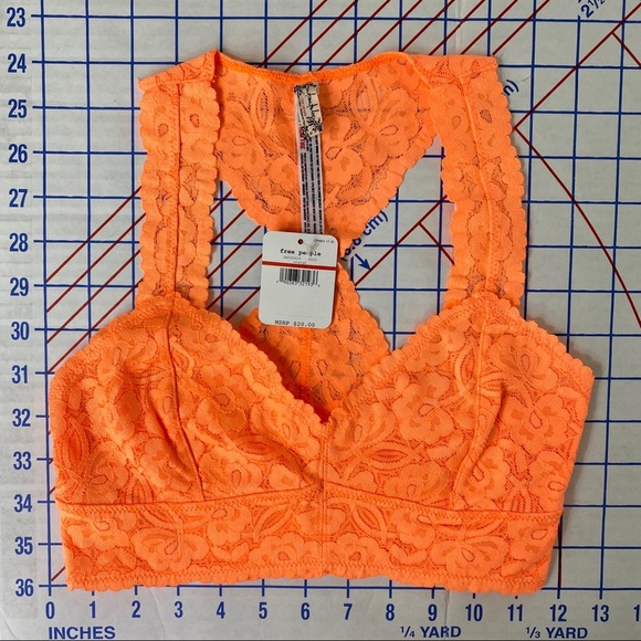 Intimately Free People Galloon Lace Racerback Bralette Extra Small Orange - Picture 1 of 7
